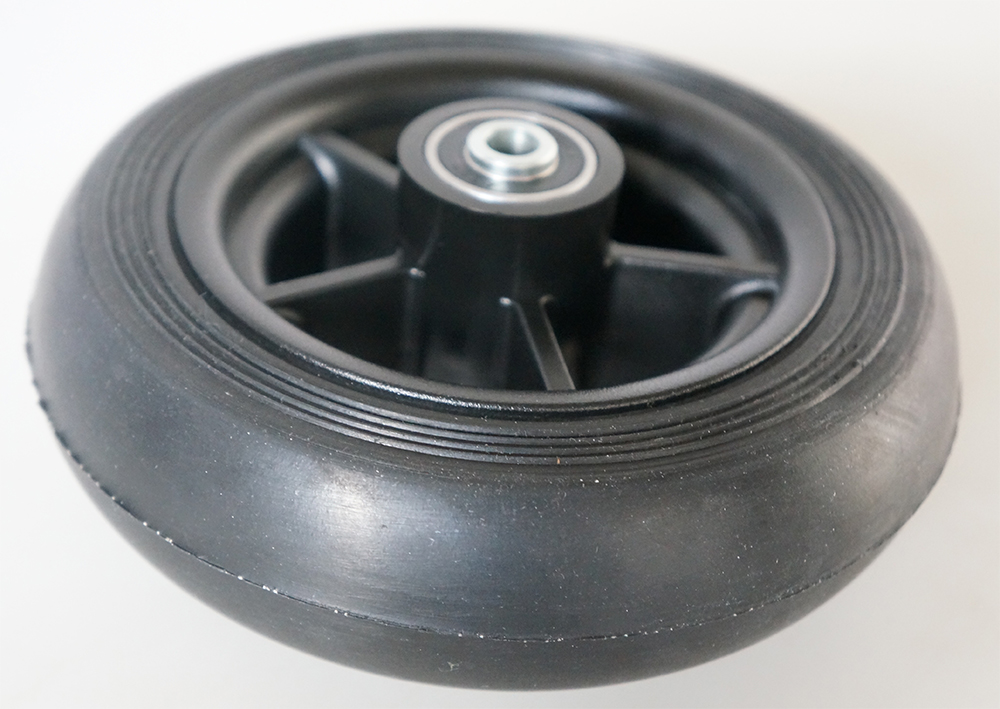 Rubber wiel 140 x 40 naaf lengte 46 mm zwarte band - Afbeelding 3
